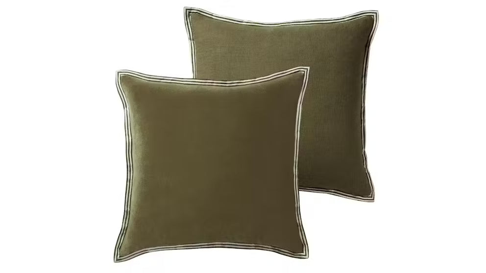 Nora Velvet/Linen Cushion 50X50Cm Olive