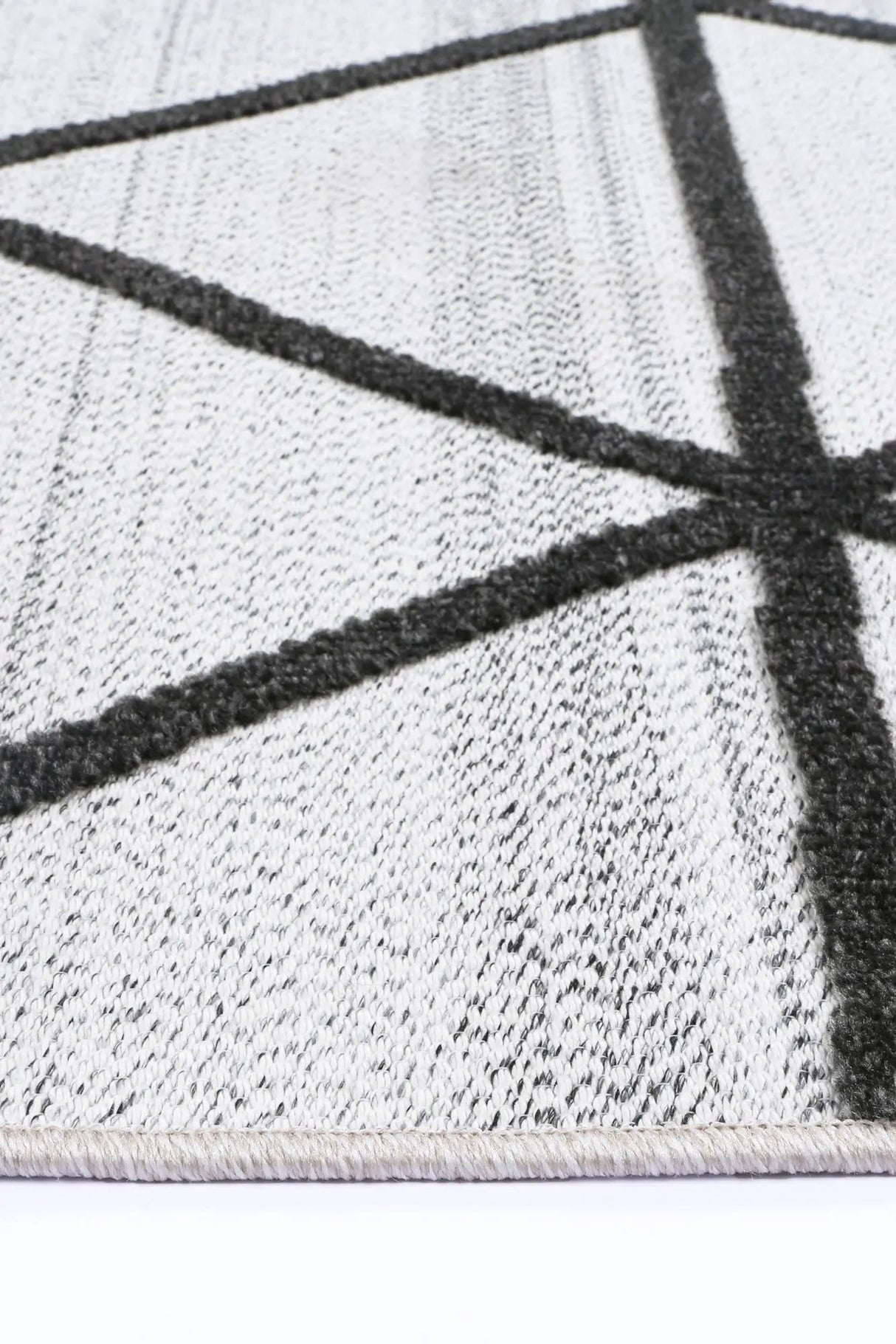 Aegean Cream Anthrasite Diamond Rug BRAVEN