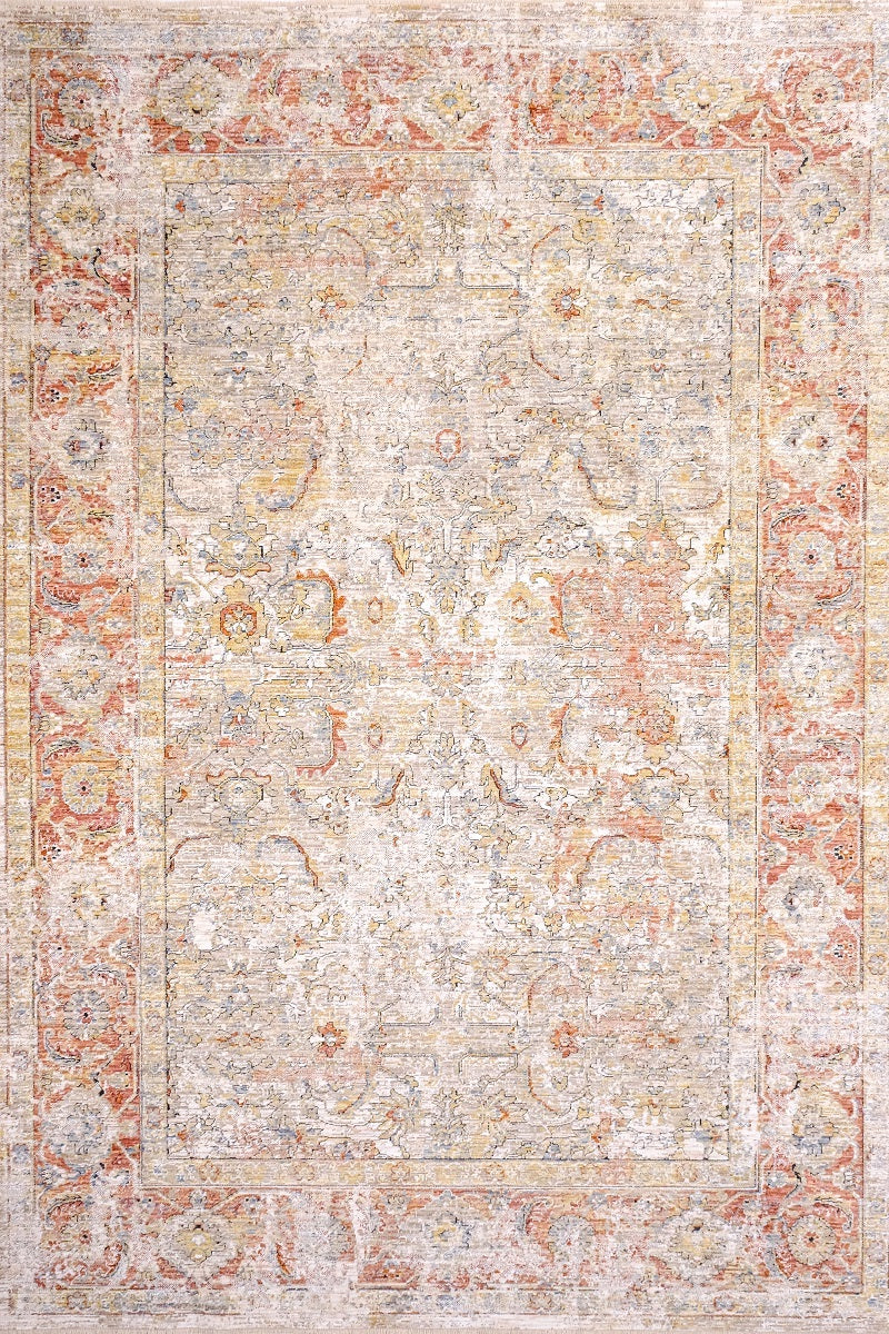 Allen Cream Orange Transitional Rug Smartex Int