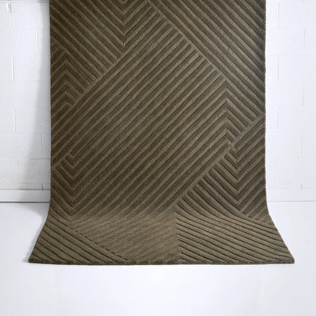 Azure Wool Floor Rug Olive DREAMHOME