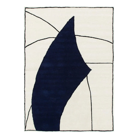 Como Blue Designer Wool Rug JAVIHOME