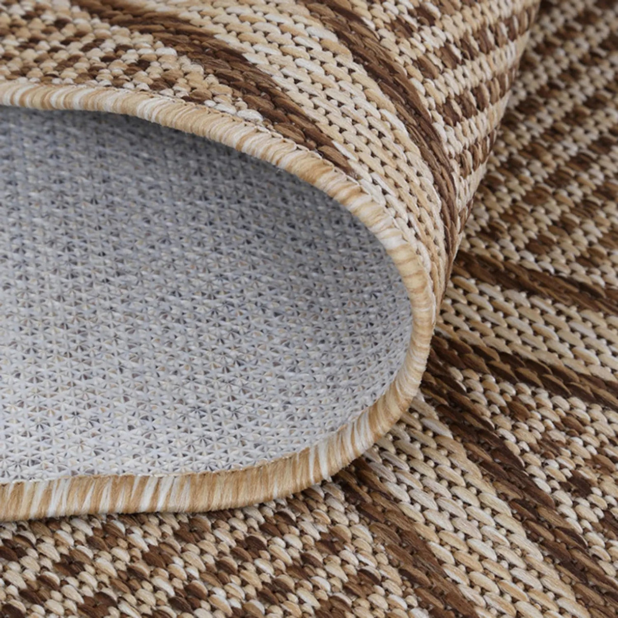 Elements Herringbone Cream Diamond Non-Slip Rug DecoRug