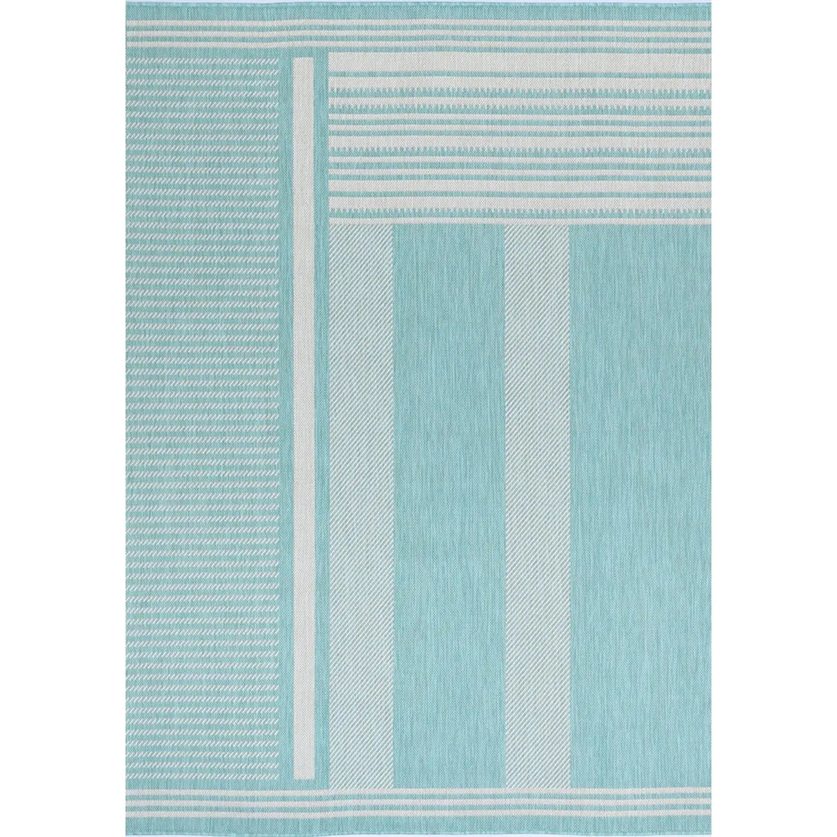 Elements Herringbone Turquoise Stone Non-Slip Rug DecoRug