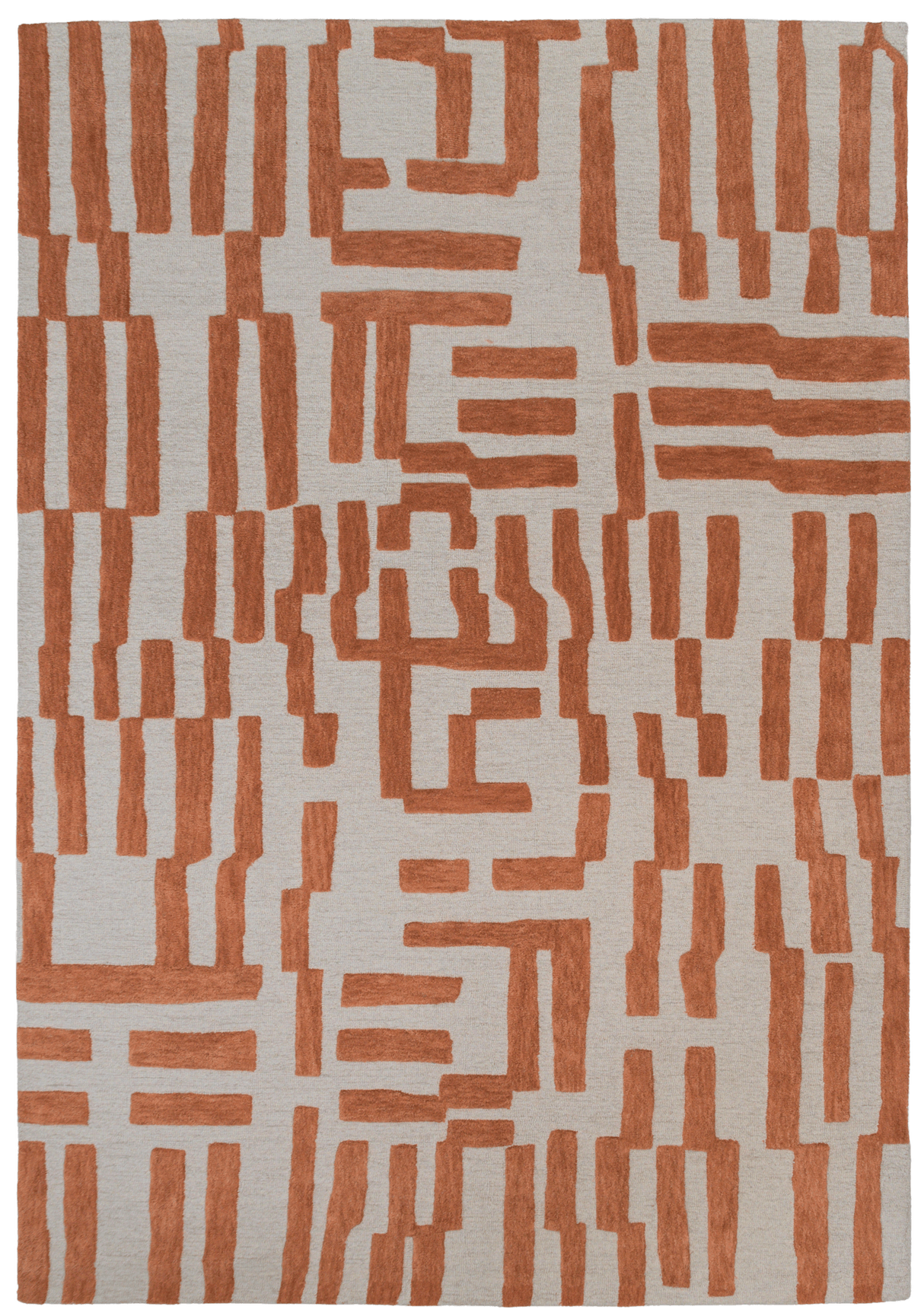 Fabien Handtufted Polyester Wool Rust Maze