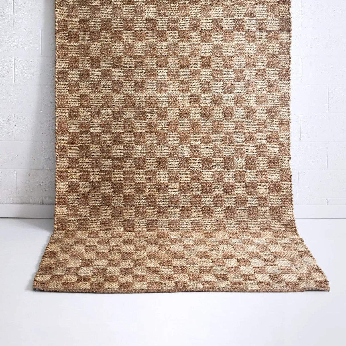 Hyams Check Jute Floor Rug Natural DREAMHOME