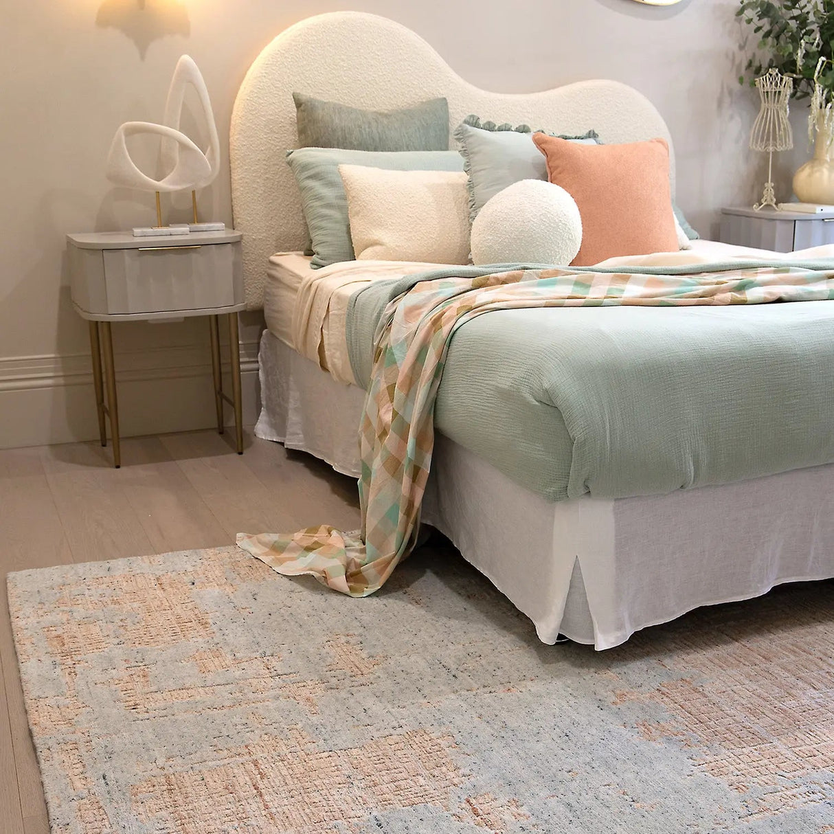 Karus Turquoise Rust Knotted Designer Rug DecoRug