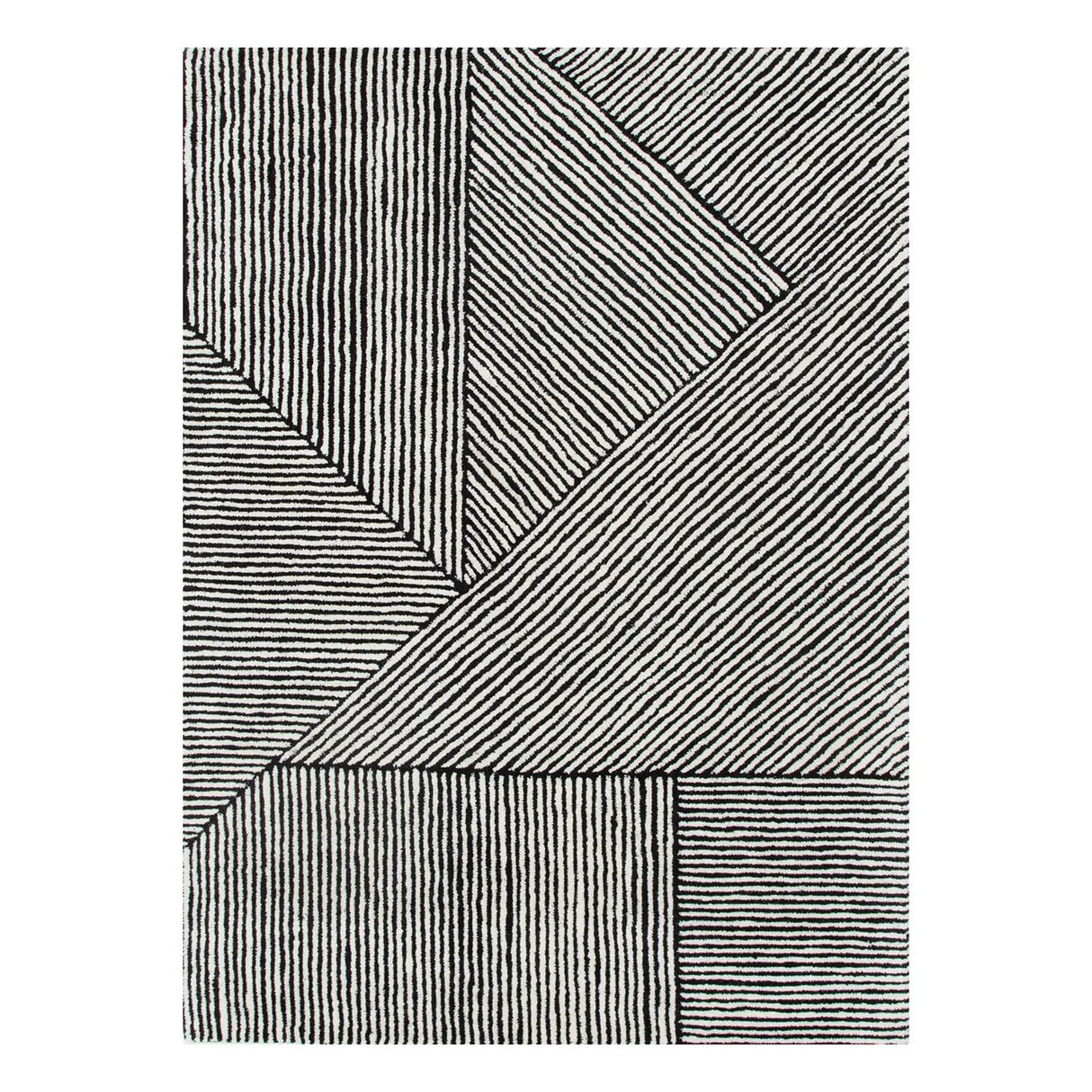 Keira Black White Wool Rug MAARIA