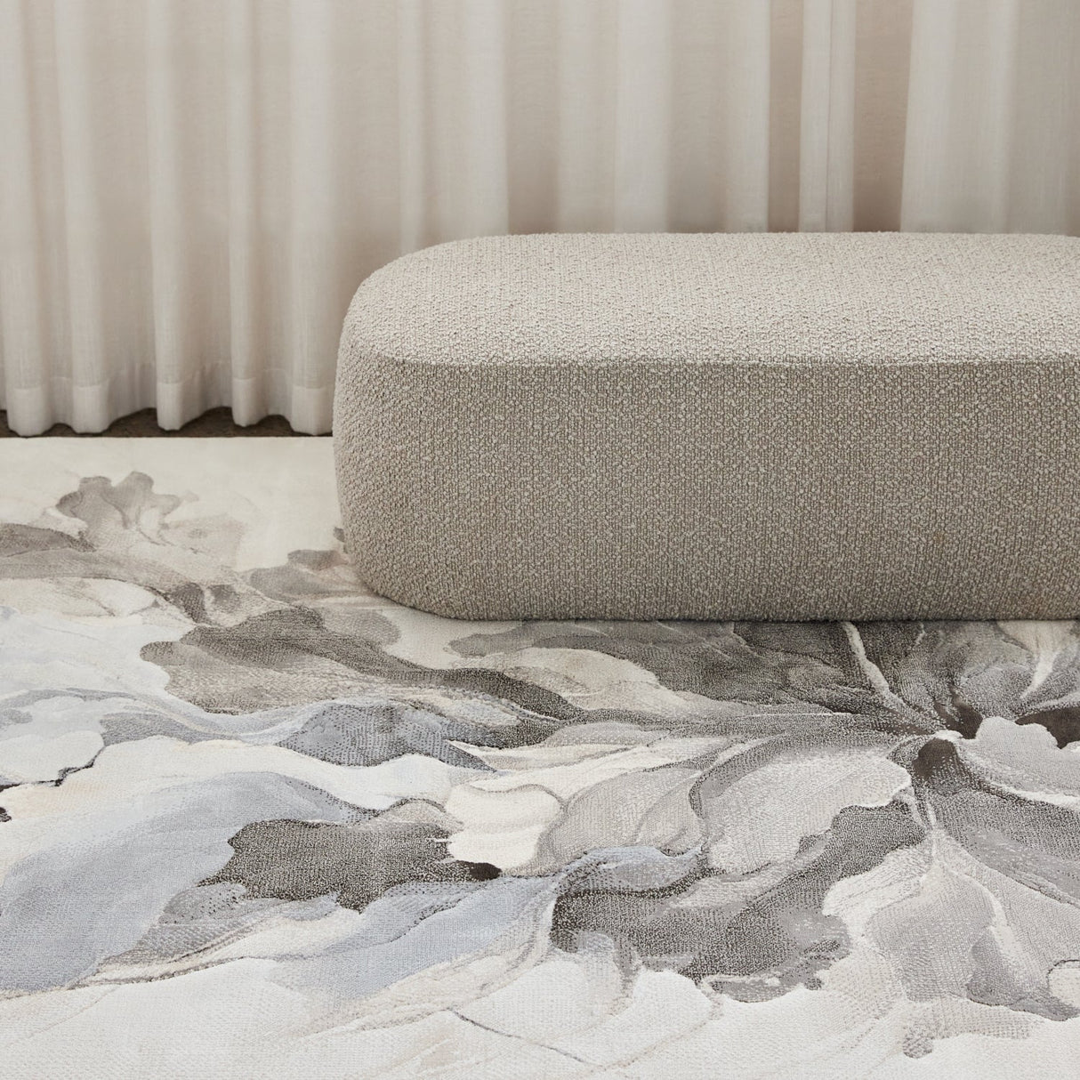 Milas Rug Marble Bloom Design in Grey & Beige DecoRug