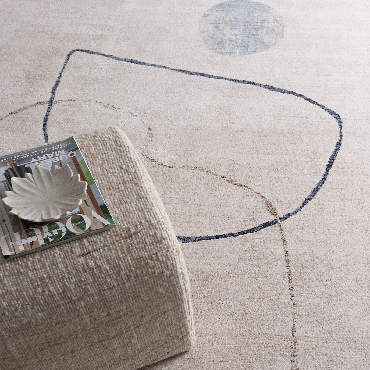 Vale Abstract Ivory Blue Rug BADE