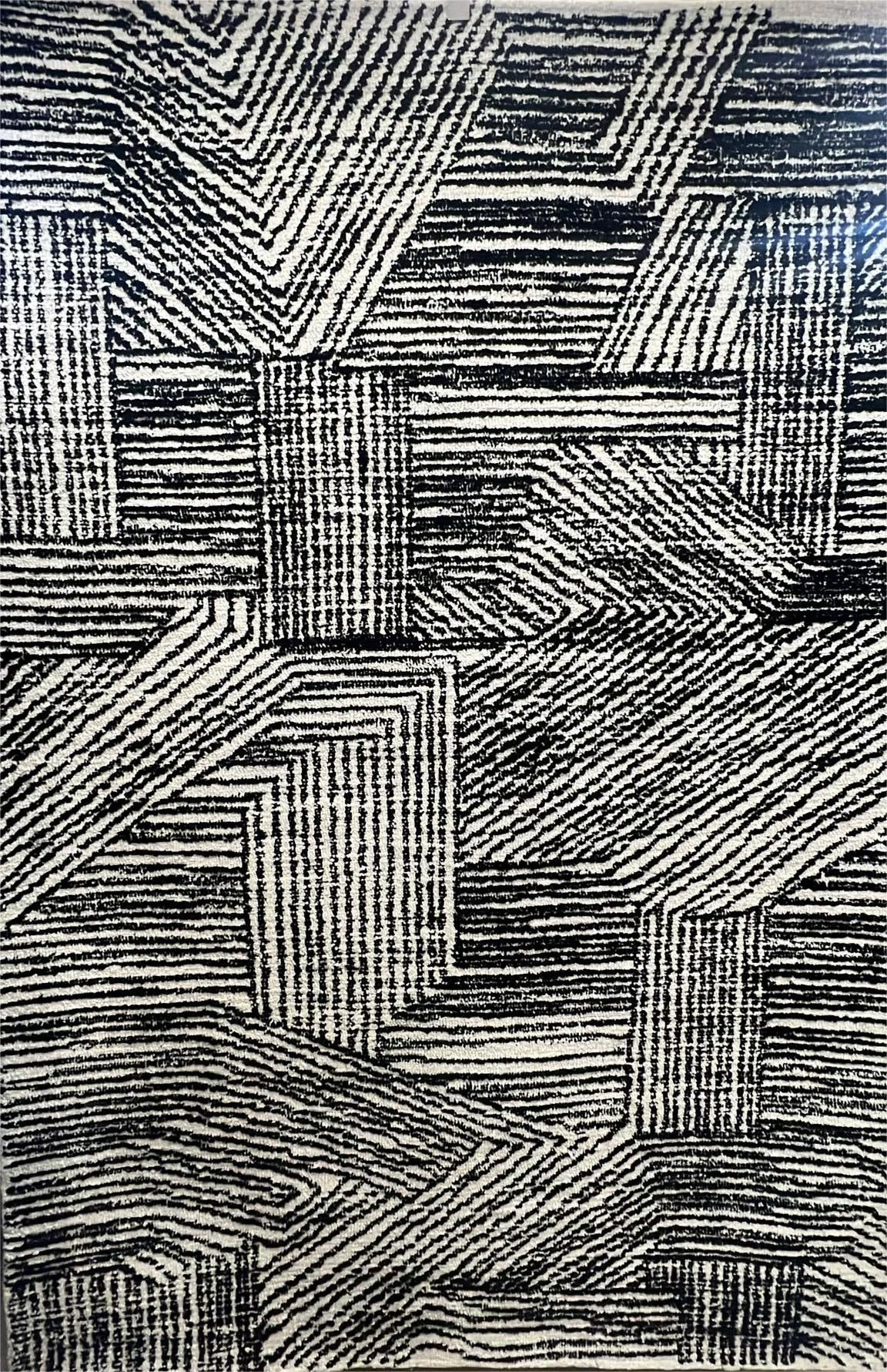 Fabien Handtufted Polyester Wool Blk/Wht Vision