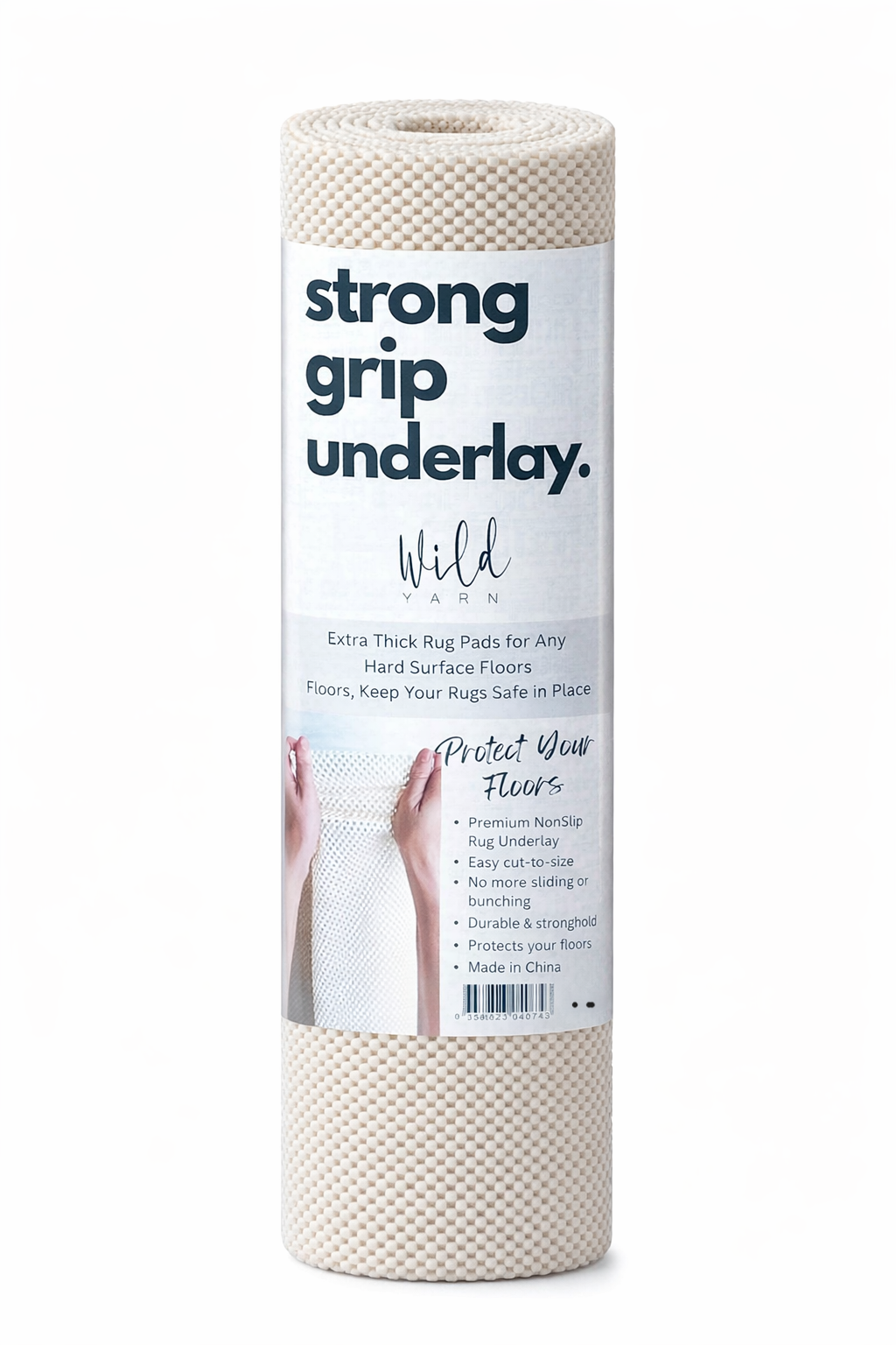 Anti Slip Rug Pad, Hard Flooring White Roll