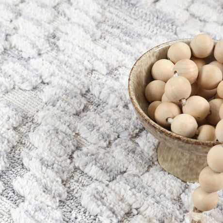 Zellige Plain White Grey Rug DecoRug