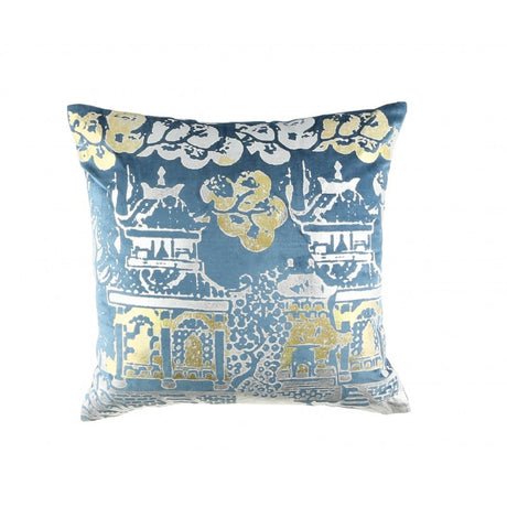 Chinoise Pergoda Blue Cushion 50 x 50cm
