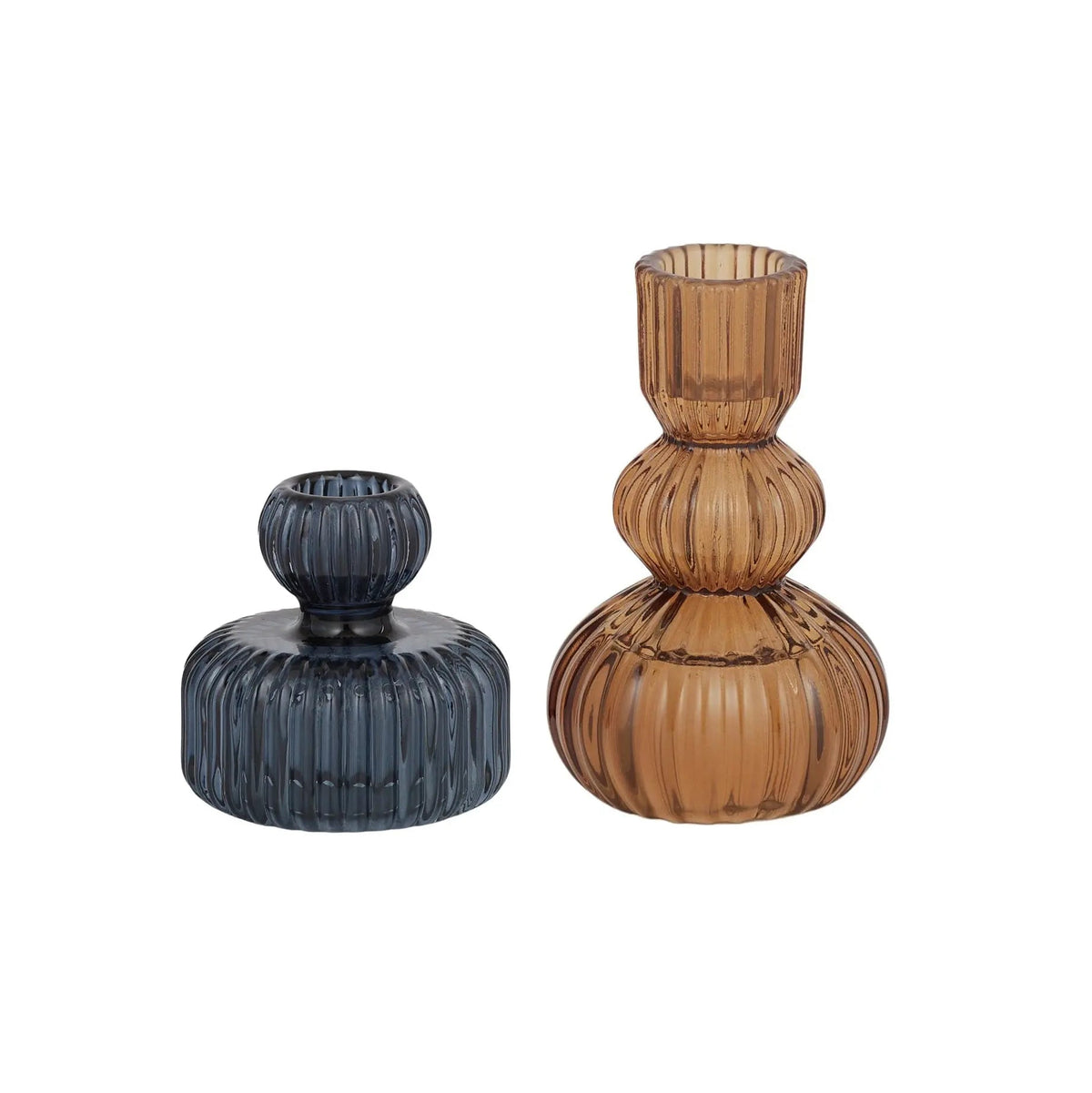 MATTIA S/2 CANDLEHOLDER 8X9CM NAVY/AMBER COAST