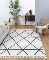 Aegean Cream Anthrasite Diamond Rug BRAVEN