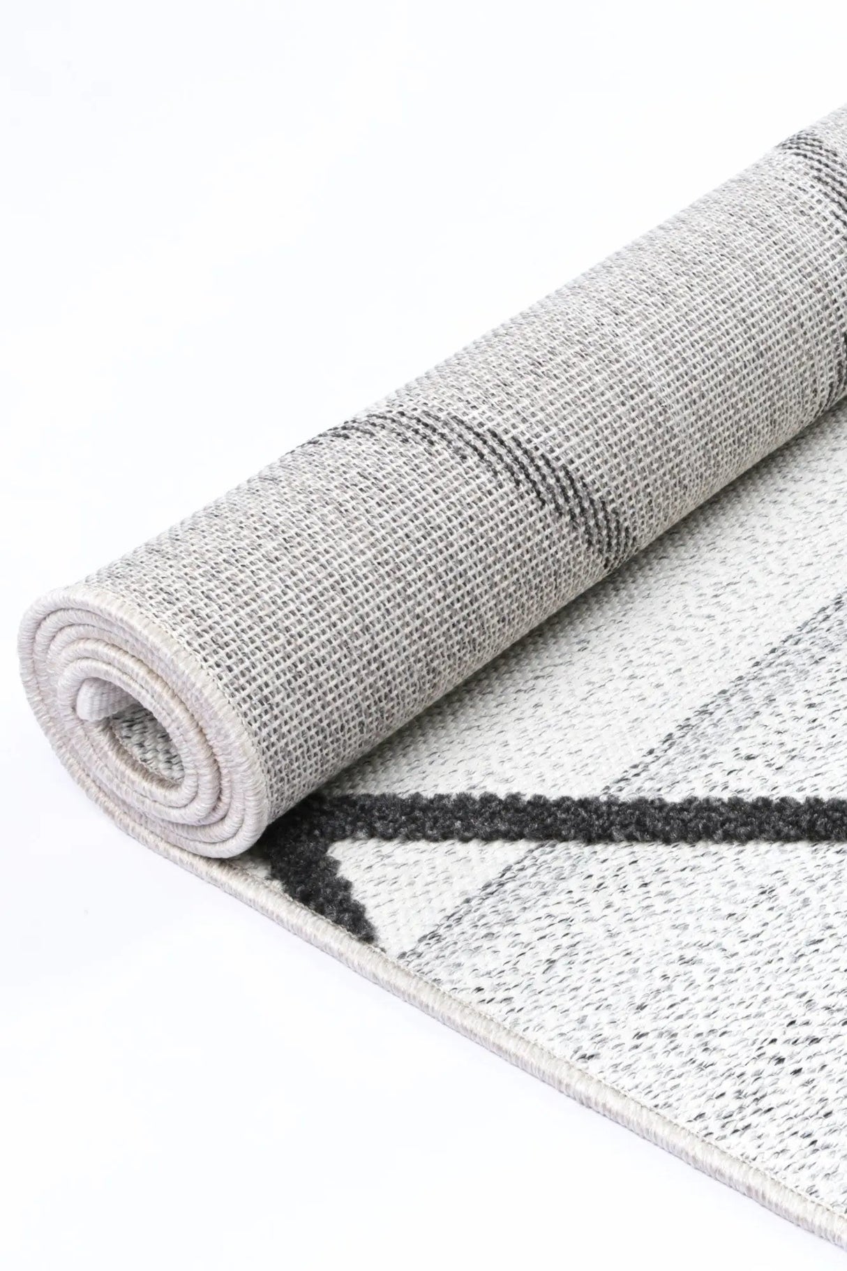 Aegean Cream Anthrasite Diamond Rug BRAVEN