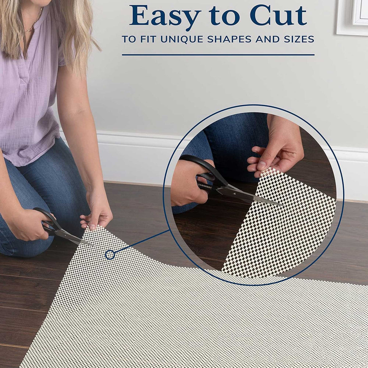 Anti Slip Rug Pad, White PVC, Hard Flooring