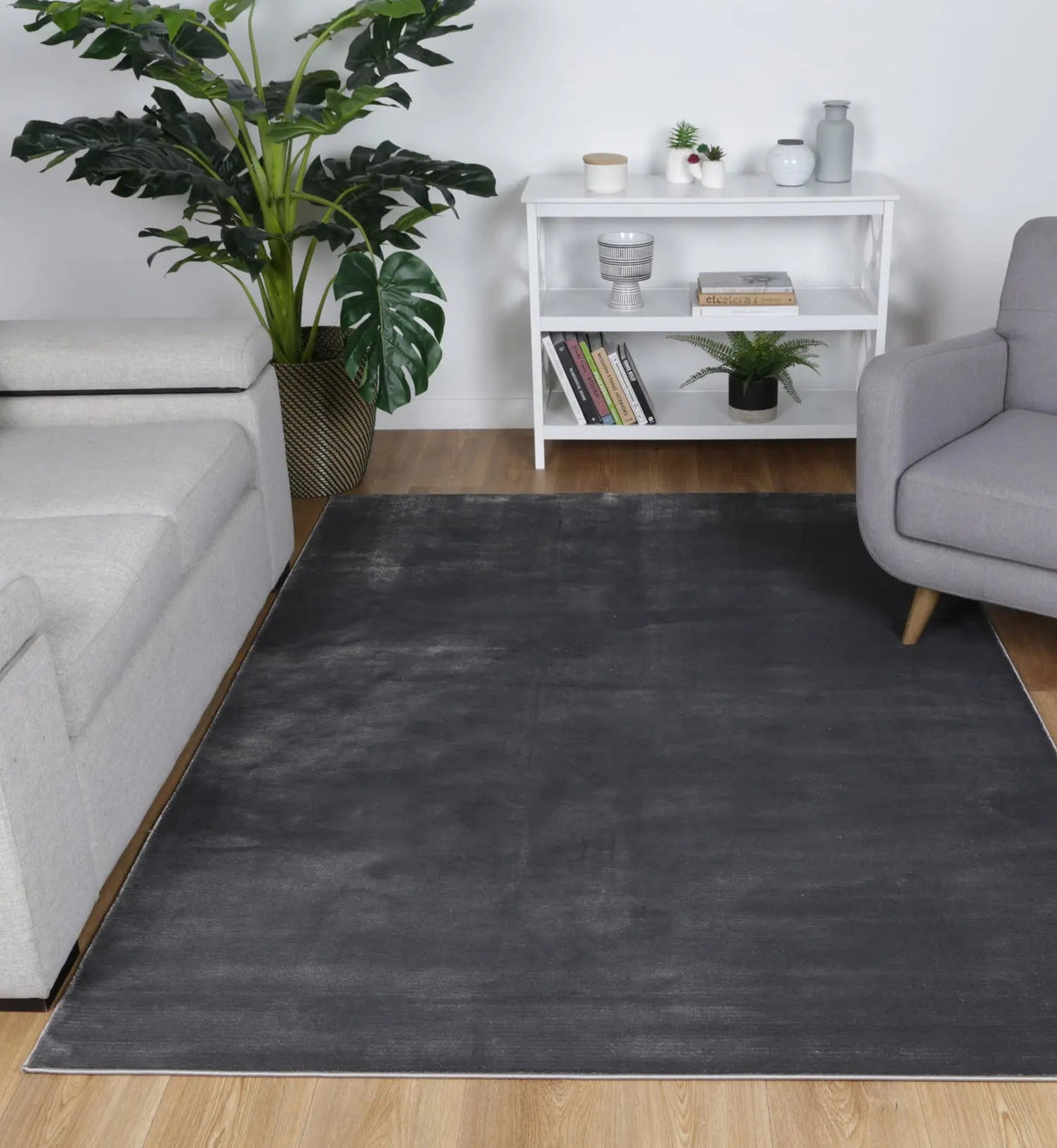 Cascade Charcoal Plain Rug BRAVEN