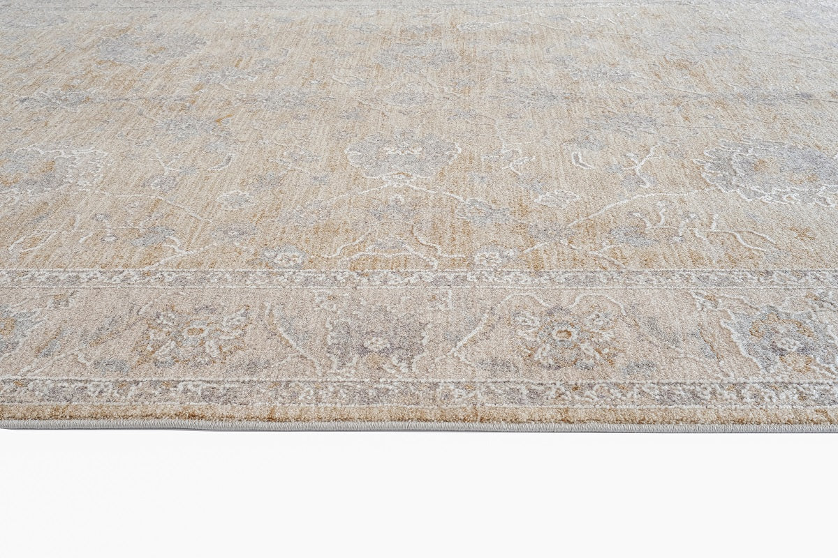 Crucial Floral Beige Transitional Rug Smartex Int