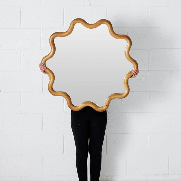 Curvy Round Wall Mirror Natural KAILE