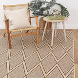 Elements Herringbone Cream Diamond Non-Slip Rug DecoRug