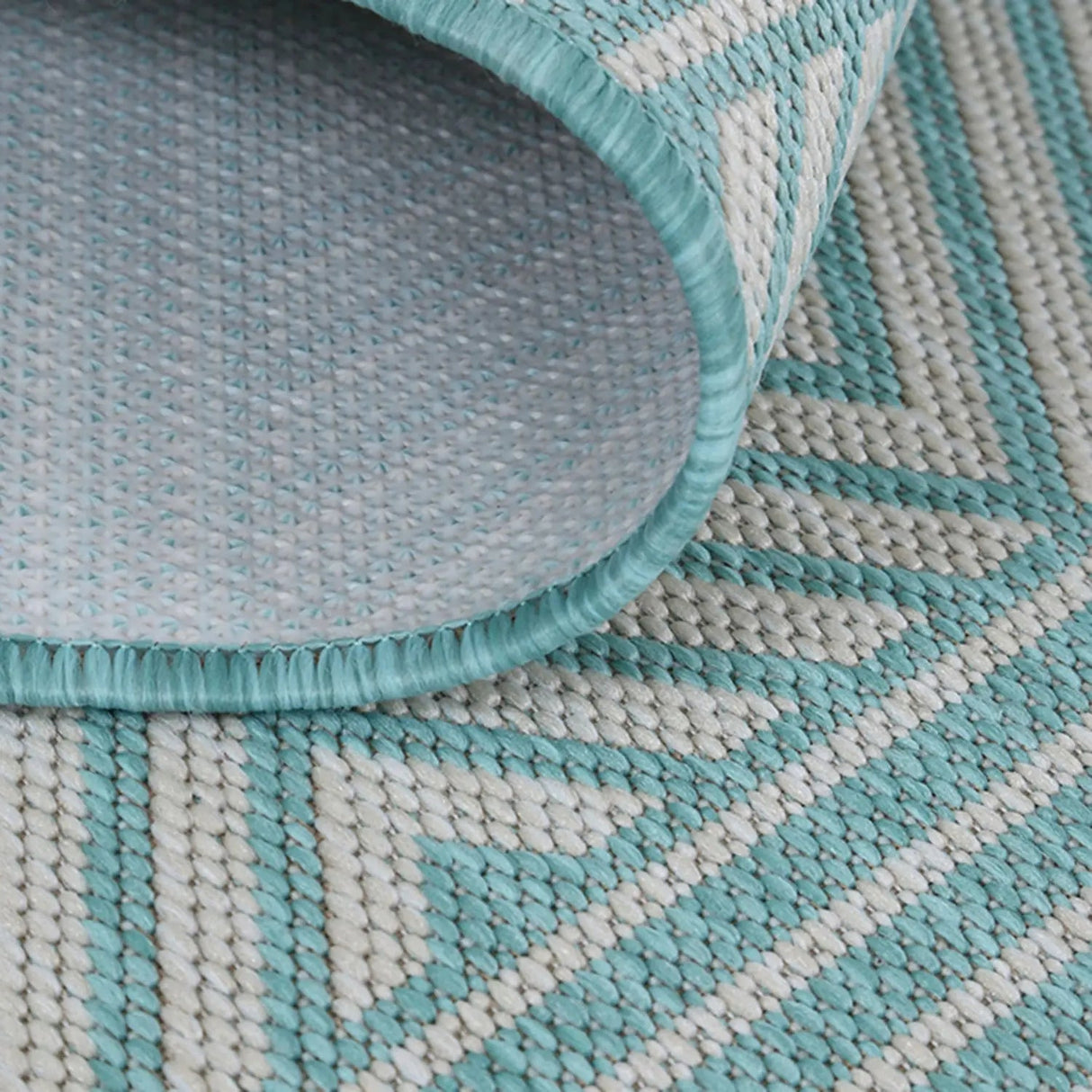 Elements Herringbone Turquoise Non-Slip Rug DecoRug