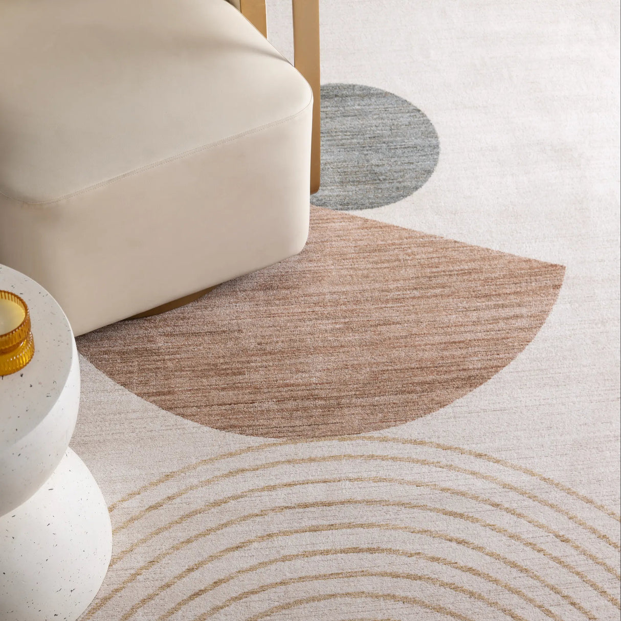 Ember Abstract Ivory Rust Rug BADE