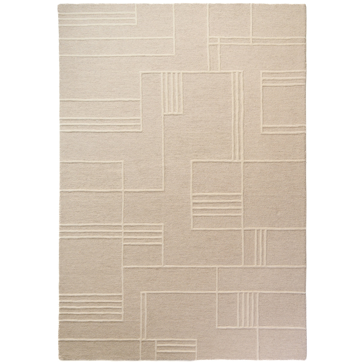 Fabien Handtufted Polyester Wool Blocks Beige