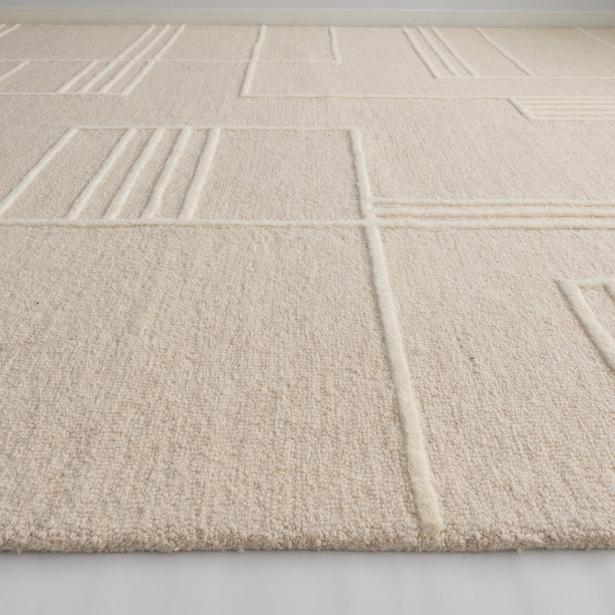 Fabien Handtufted Polyester Wool Blocks Beige