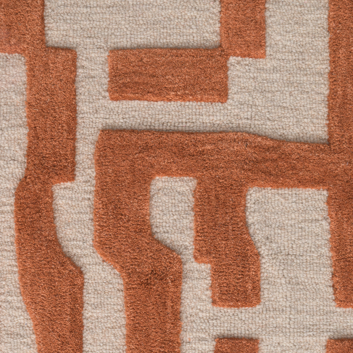 Fabien Handtufted Polyester Wool Rust Maze