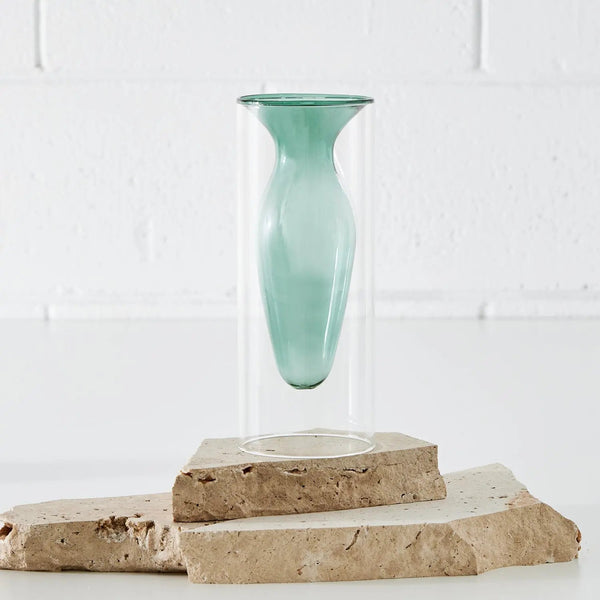 Floating Abstract Glass Vase Green KAILE