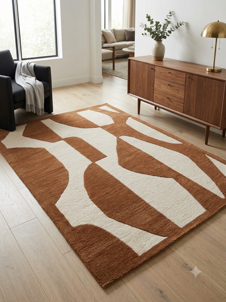 Fabien Handtufted Polyester Wool Brown Dino