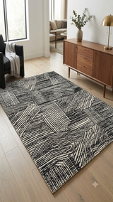 Fabien Handtufted Polyester Wool Blk/Wht Vision