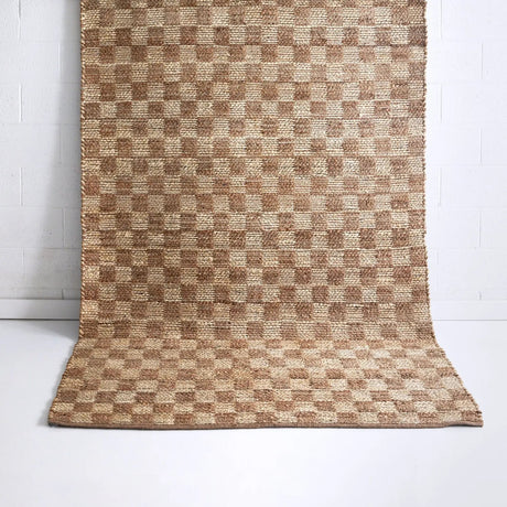 Hyams Check Jute Floor Rug Natural DREAMHOME