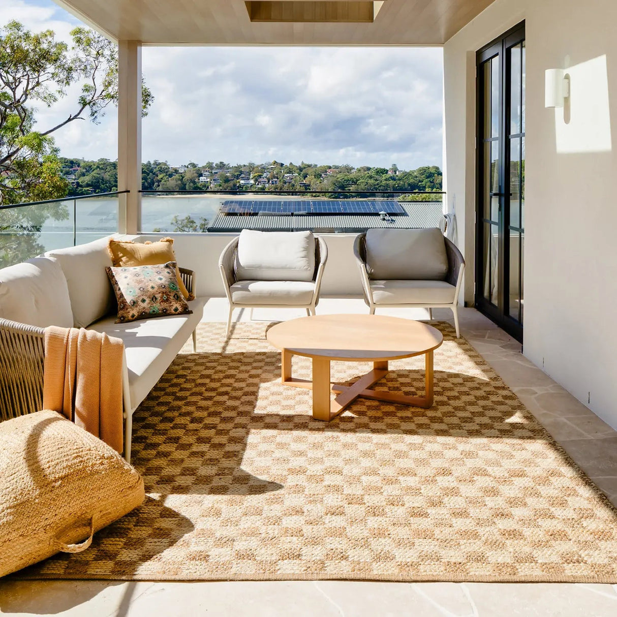 Hyams Check Jute Floor Rug Natural DREAMHOME