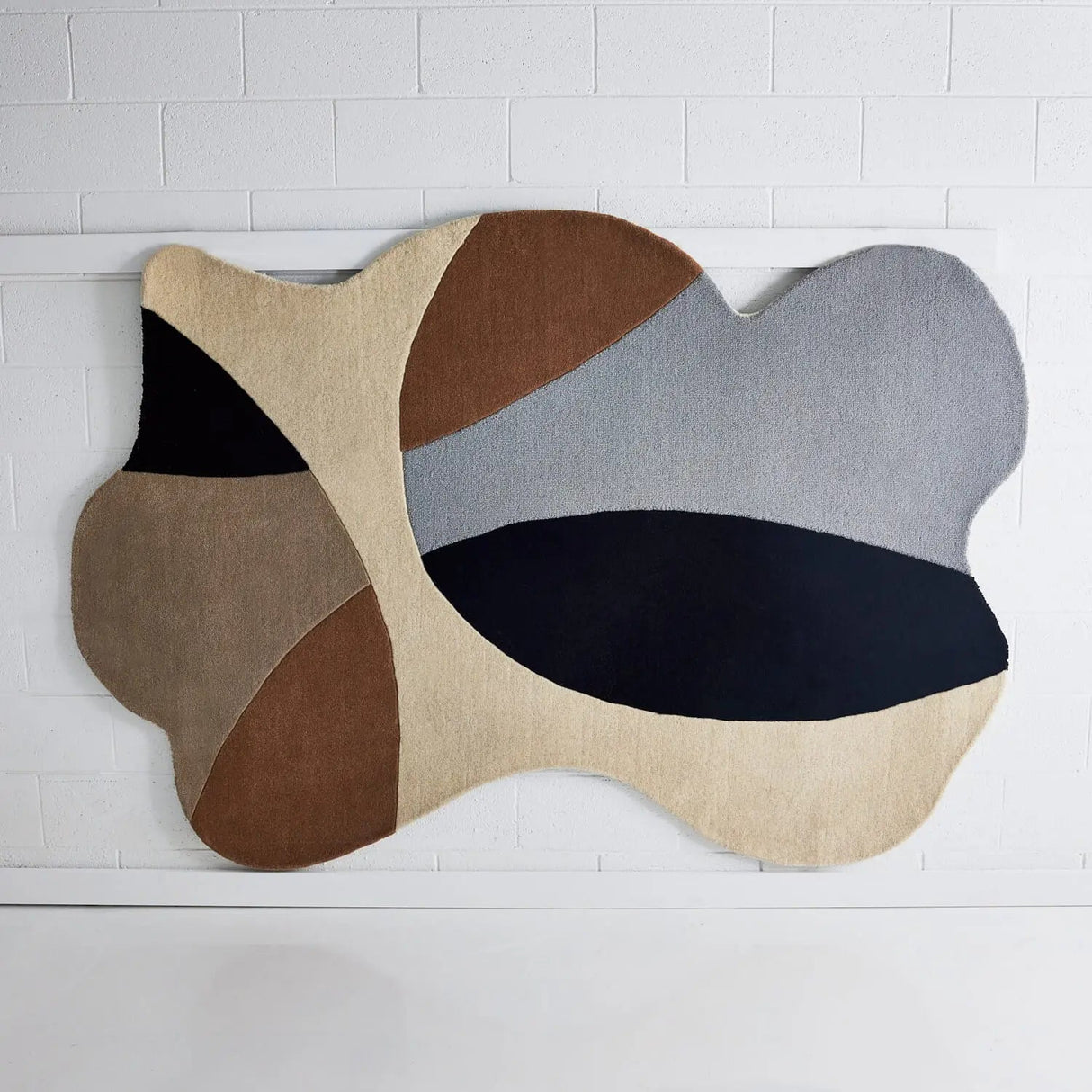 Mosaic Black Multi Wool Irregular Rug DecoRug