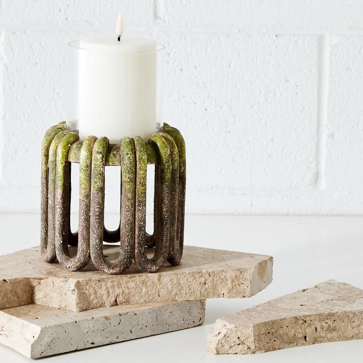 Moss Look Reversible Ceramic Candle Holder KAILE