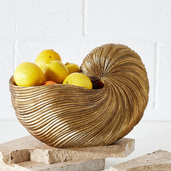 Nautilus Metal Bowl and Sculpture Gold KAILE