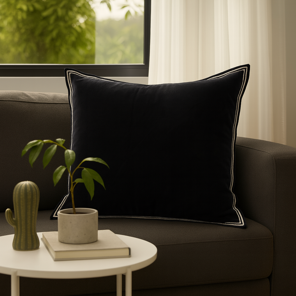 Nora Velvet/Linen Cushion 50X50Cm Black