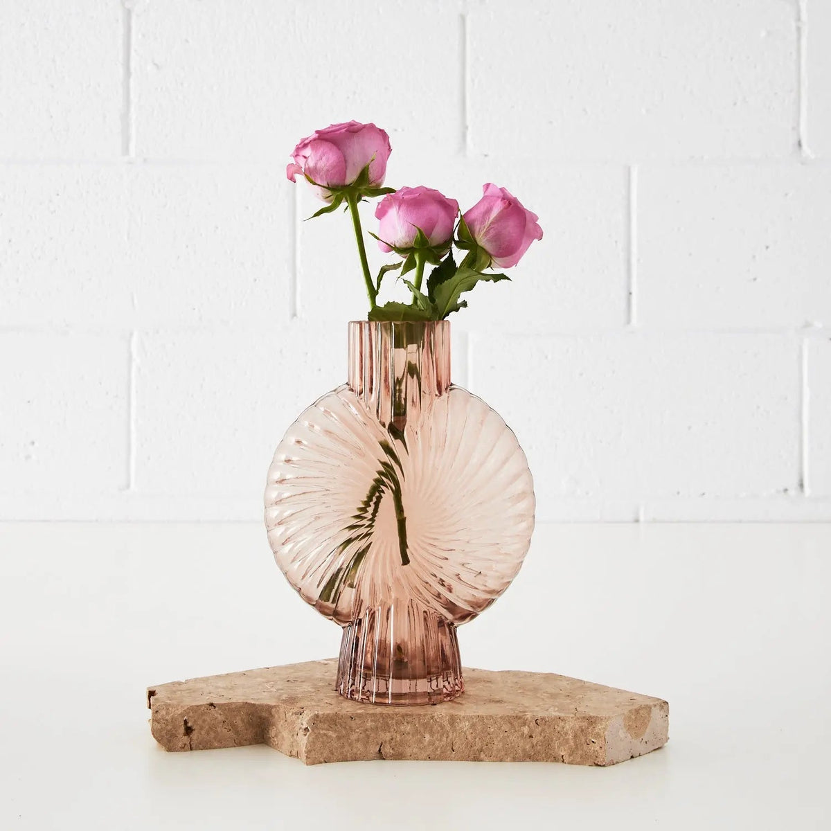 Pink Fan Glass Vase COAST