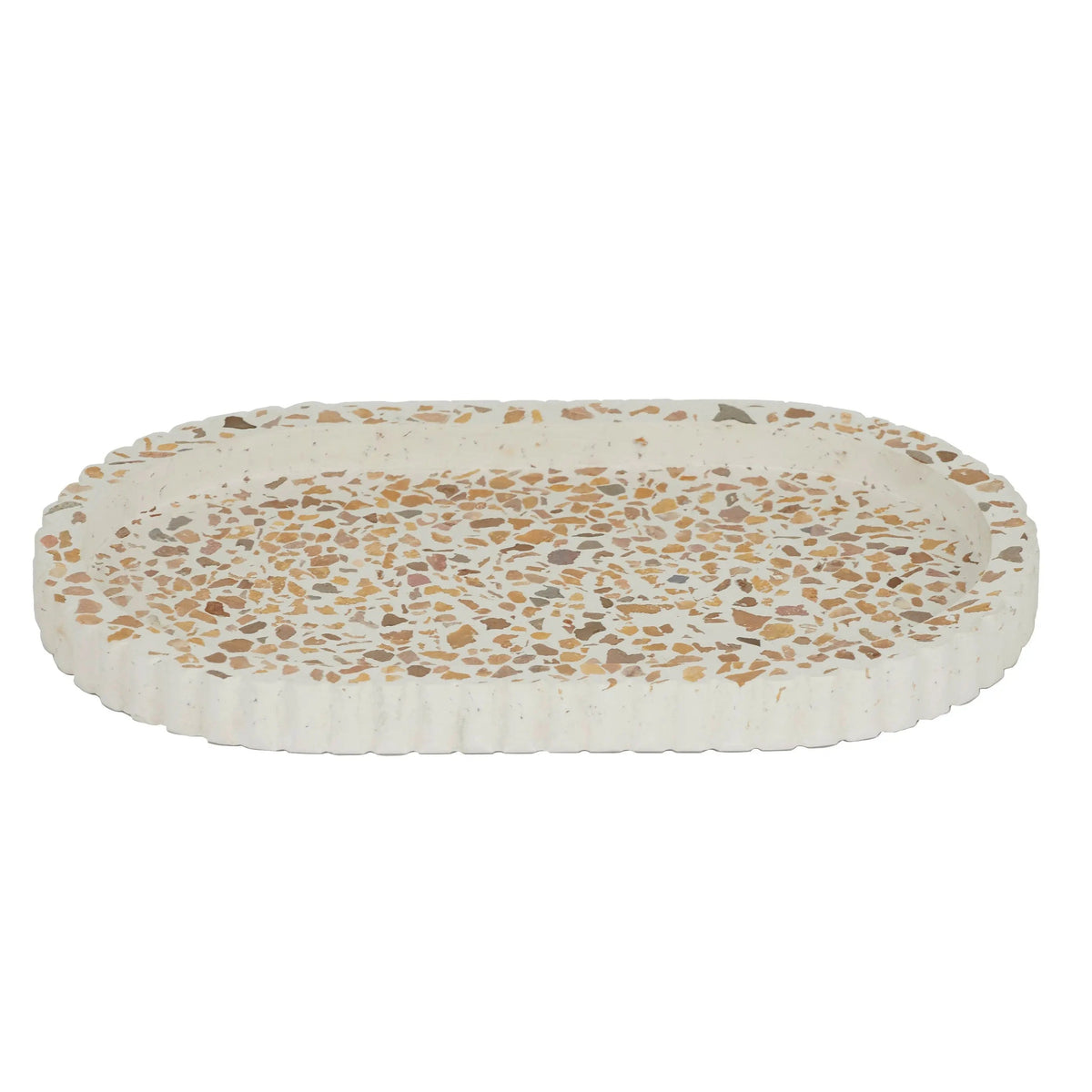 Reuben Terrazzo Ribbed Tray 18x30cm Nat# COAST