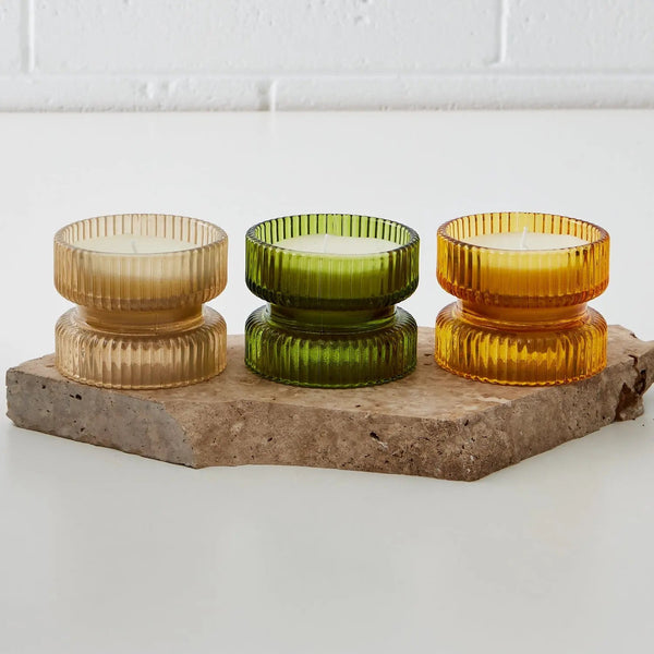 Ribbed Glass Tealight Candle Holder 3 Assorted COAST