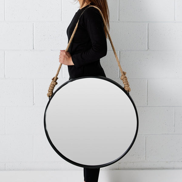 Round Metal Wall Mirror Black KAILE