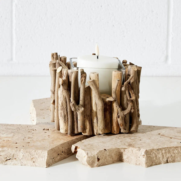 Rustic Wooden Candle Holder KAILE