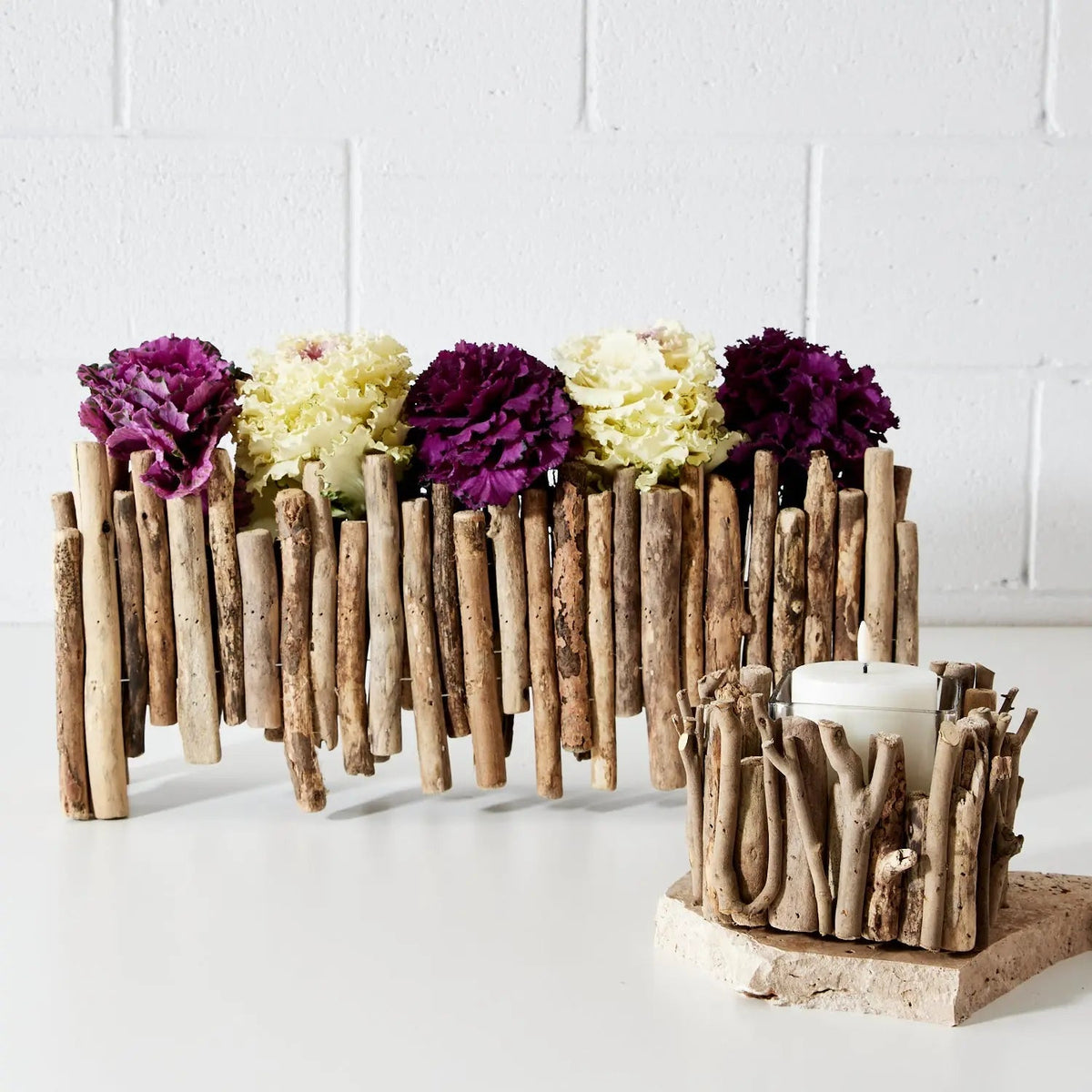 Rustic Wooden Candle Holder KAILE