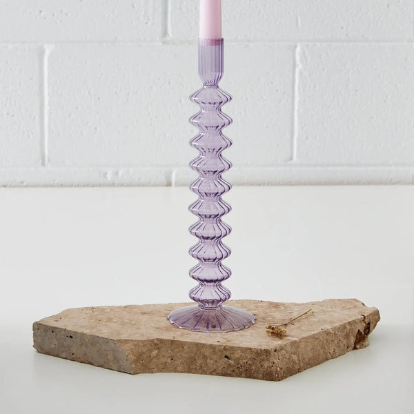 Taper Glass Candle Holder Purple KAILE