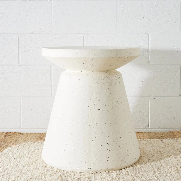 Terrazzo Look Lipped Side Table White KAILE