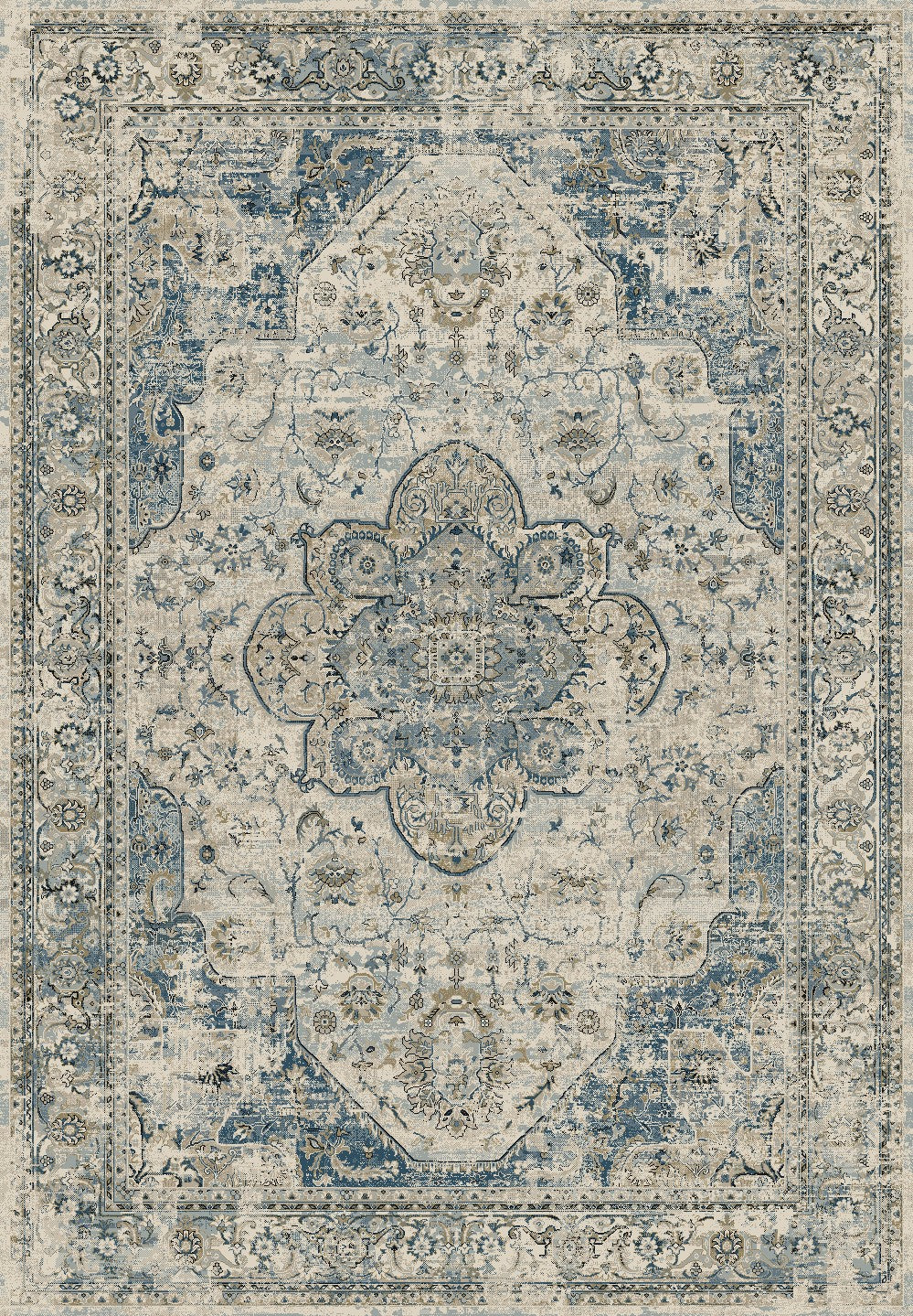 Unique Cream Blue Rug