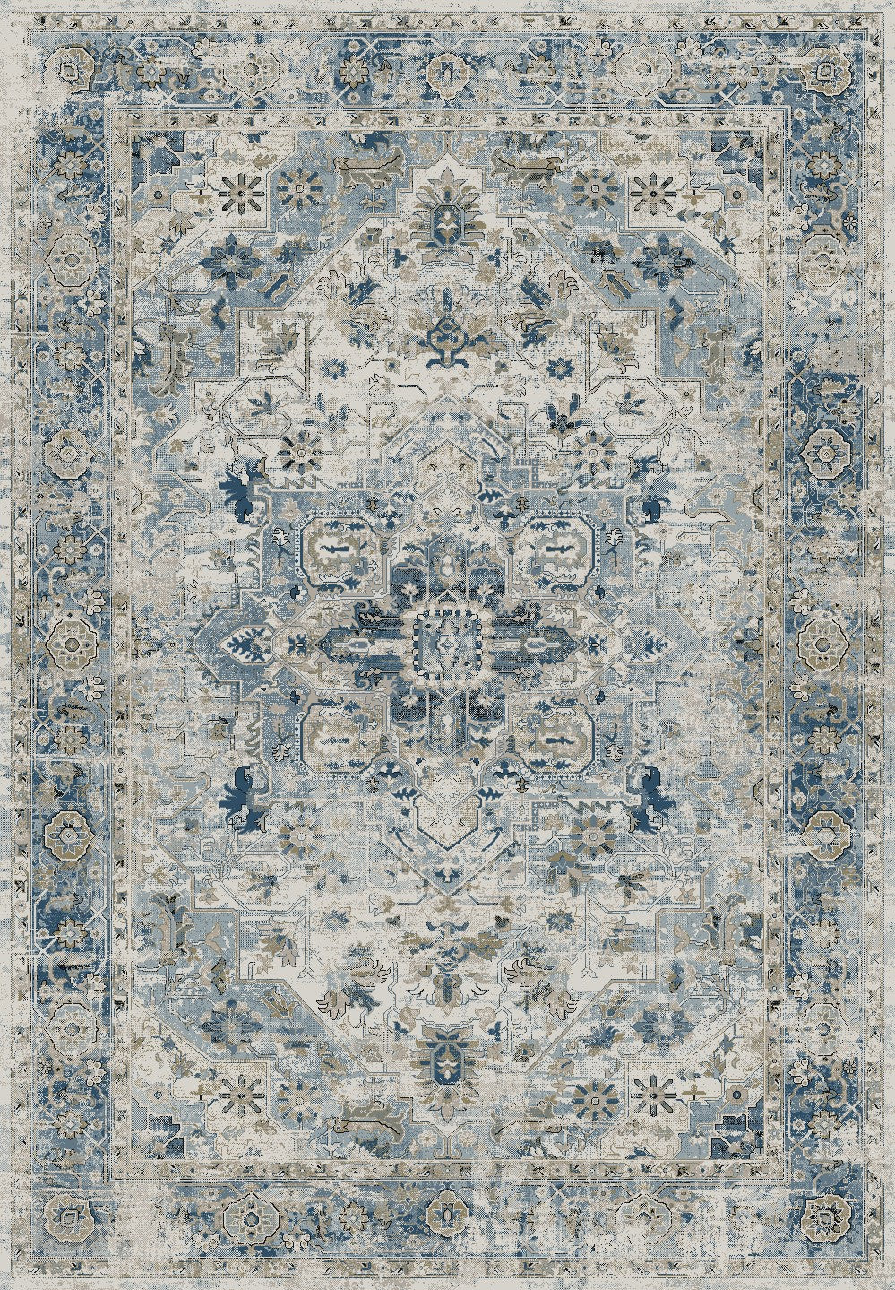 Unique Beige Blue Rug