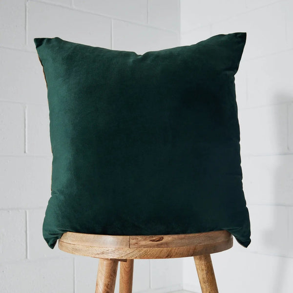 Velvet Feather Cushion Green KAILE